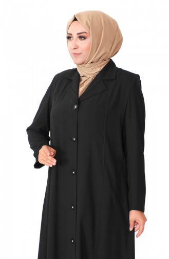 Plus Size Buttoned Topcoat 2422-01 Black 2422-01