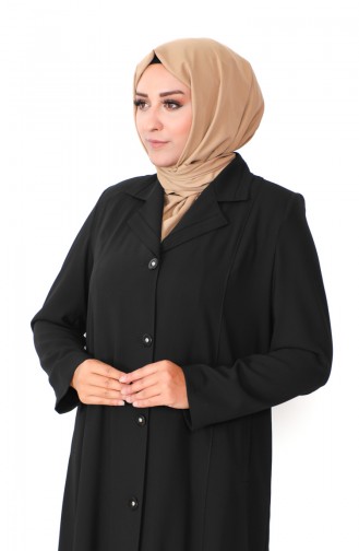 Plus Size Buttoned Topcoat 2422-01 Black 2422-01