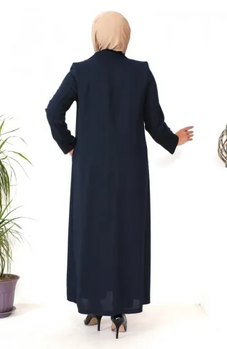 Plus Size Buttoned Topcoat 2422-02 Navy Blue 2422-02