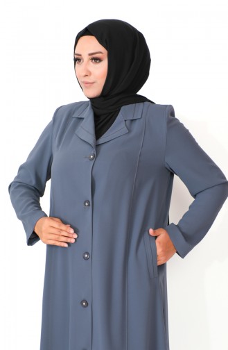 Plus Size Buttoned Topcoat 2422-03 Gray 2422-03