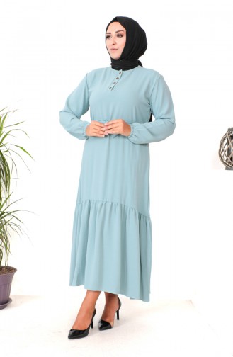 Plus Size Shirred Skirt Dress 1601-02 Green 1601-02