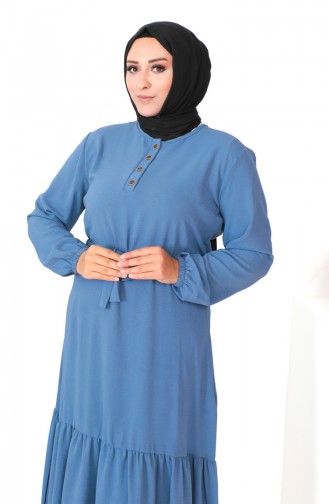 Kleid Mit Gerafftem Rock In Übergröße 1601-03 Indigo 1601-03