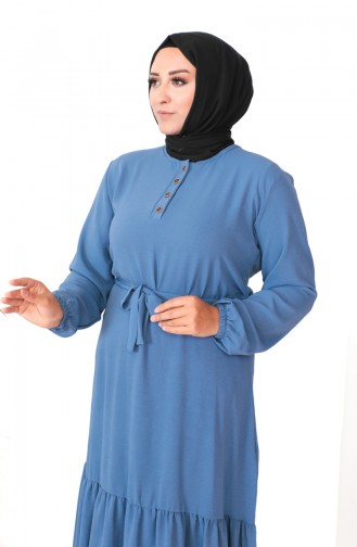 Kleid Mit Gerafftem Rock In Übergröße 1601-03 Indigo 1601-03