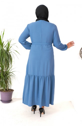 Robe Froncee Avec Jupe Grande Taille 1601-03 Indigo 1601-03