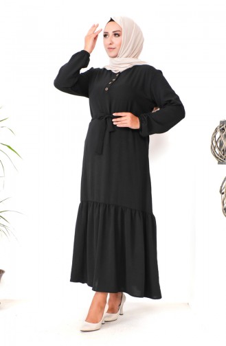 Gerafftes Kleid Mit Rock In Übergröße 1601-04 Schwarz 1601-04