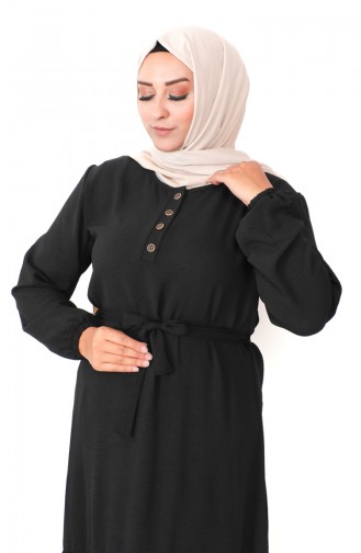 Robe Froncee Avec Jupe Grande Taille 1601-04 Noir 1601-04