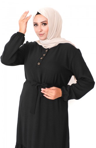 Robe Froncee Avec Jupe Grande Taille 1601-04 Noir 1601-04