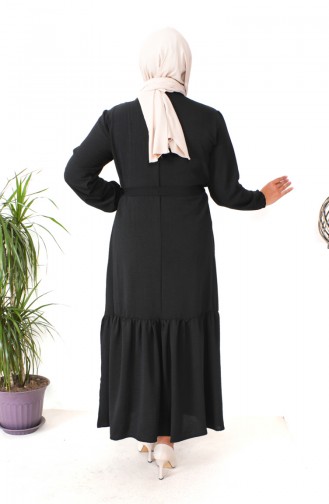 Robe Froncee Avec Jupe Grande Taille 1601-04 Noir 1601-04