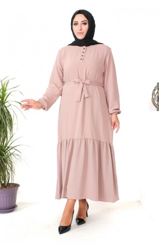 Robe Froncee Avec Jupe Grande Taille 1601-05 Vison 1601-05