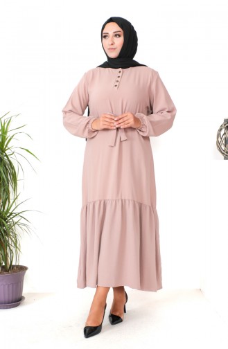 Plus Size Shirred Skirt Dress 1601-05 Mink 1601-05