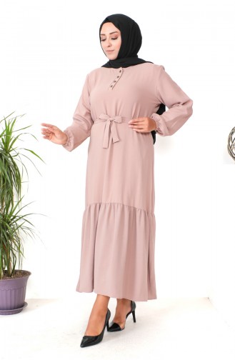 Robe Froncee Avec Jupe Grande Taille 1601-05 Vison 1601-05