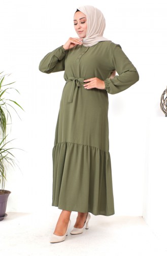 Plus Size Shirred Skirt Dress 1601-06 Khaki 1601-06