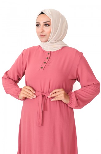 Robe Froncee Jupe Grande Taille 1601-07 Rose Poudré 1601-07