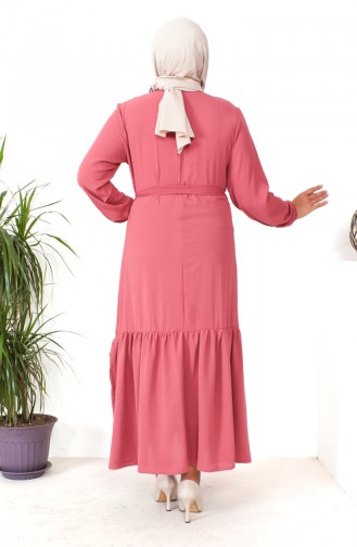 Robe Froncee Jupe Grande Taille 1601-07 Rose Poudré 1601-07