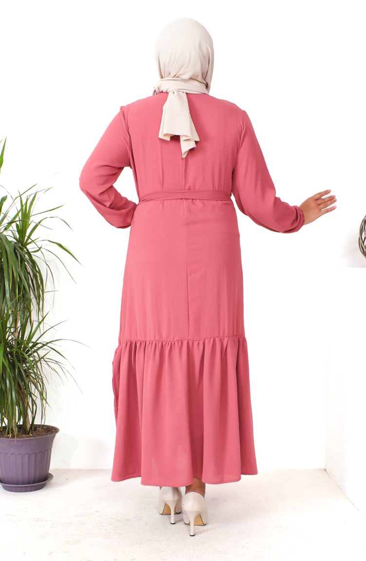 Robe Froncee Jupe Grande Taille 1601 07 Rose Poudre 1601 07 Sefamerve