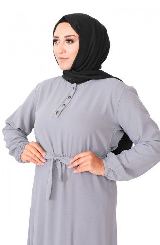 Robe Froncee Avec Jupe Grande Taille 1601-09 Gris 1601-09