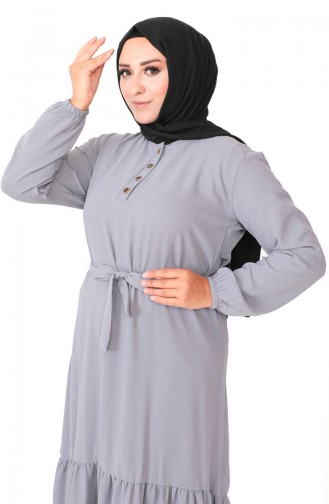 Plus Size Shirred Skirt Dress 1601-09 Gray 1601-09