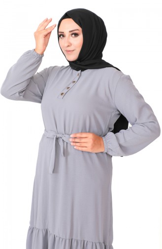 Robe Froncee Avec Jupe Grande Taille 1601-09 Gris 1601-09