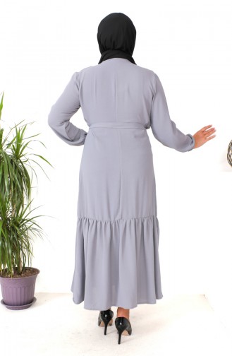 Robe Froncee Avec Jupe Grande Taille 1601-09 Gris 1601-09