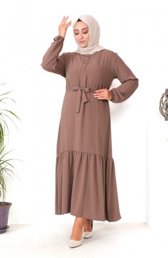 Robe Jupe Froncee Grande Taille 1601-10 Marron 1601-10