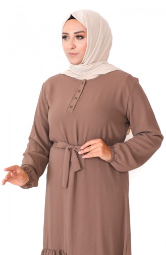 Robe Jupe Froncee Grande Taille 1601-10 Marron 1601-10