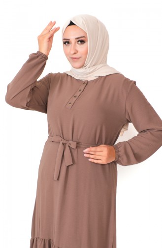 Robe Jupe Froncee Grande Taille 1601-10 Marron 1601-10