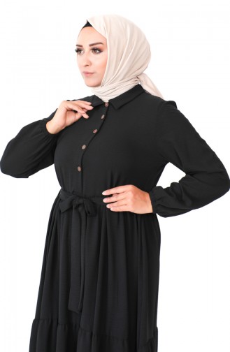 فستان بأزرار مقاس كبير 1701-01 أسود 1701-01