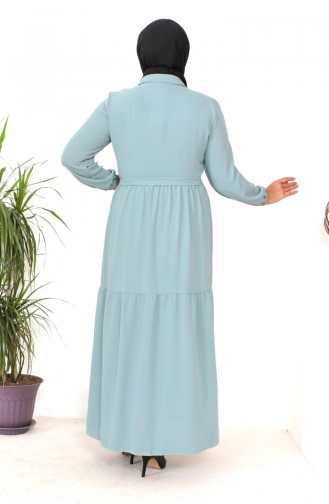 فستان بأزرار مقاس كبير 1701-03 أخضر مينت 1701-03