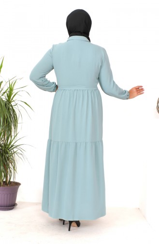 Robe Froncee Boutonnée Grande Taille 1701-03 Vert 1701-03