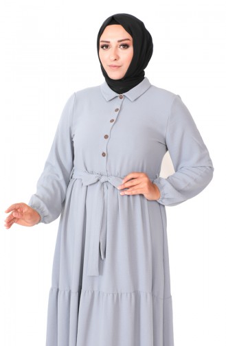 Robe Froncee Boutonnée Grande Taille 1701-09 Gris 1701-09