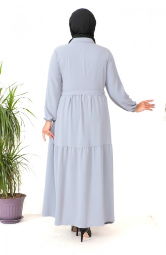 Robe Froncee Boutonnée Grande Taille 1701-09 Gris 1701-09