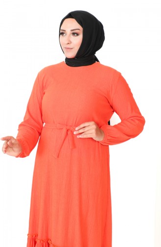 فستان مطاط الأكمام مقاس كبير 4581-10 برتقالي 4581-10