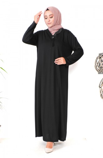 Robe Coton Peigné Imprimé Pierre Grande Taille 4932-01 Noir 4932-01