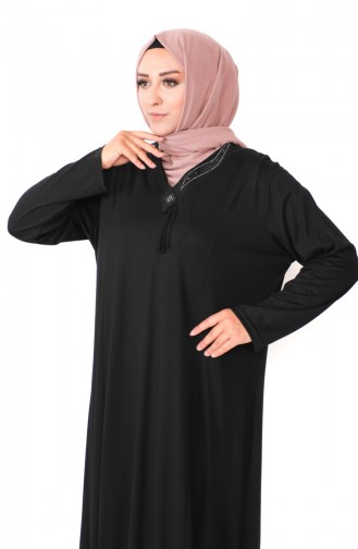 Robe Coton Peigné Imprimé Pierre Grande Taille 4932-01 Noir 4932-01