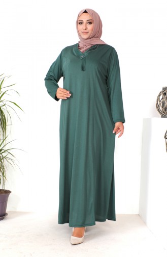 Robe Coton Peigné Imprimé Pierre Grande Taille 4932-05 Vert Foncé 4932-05