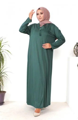 Robe Coton Peigné Imprimé Pierre Grande Taille 4932-05 Vert Foncé 4932-05