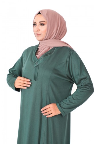 Robe Coton Peigné Imprimé Pierre Grande Taille 4932-05 Vert Foncé 4932-05