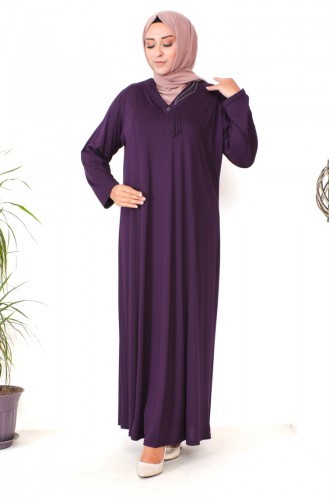 Robe Coton Peigné Imprimé Pierre Grande Taille 4932-06 Pourpre 4932-06