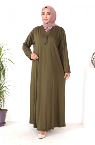 Robe Coton Peigné Imprimé Pierre Grande Taille 4932-07 Khaki 4932-07