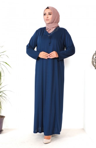 Robe Coton Peigné Imprimé Pierre Grande Taille 4932-09 Bleu Marine 4932-09