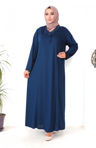 Robe Coton Peigné Imprimé Pierre Grande Taille 4932-09 Bleu Marine 4932-09