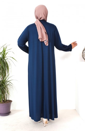 Übergrößen bedrucktes Kleid  4932-09 Marineblau 4932-09