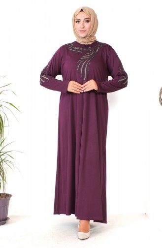 Plus Size Combed Cotton Dress 4944-01 Plum 4944-01