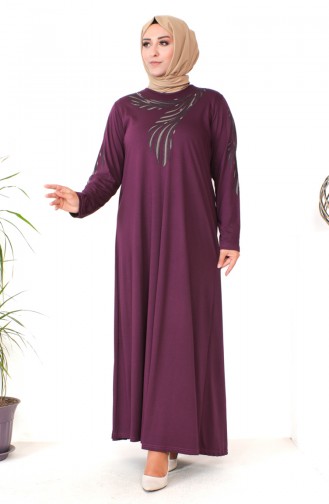 Plus Size Combed Cotton Dress 4944-01 Plum 4944-01