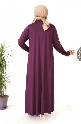 Plus Size Combed Cotton Dress 4944-01 Plum 4944-01