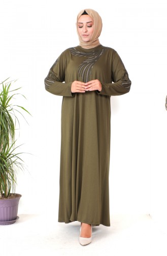 Großes Kleid Aus Gekämmter Baumwolle 4944-02 Khaki 4944-02