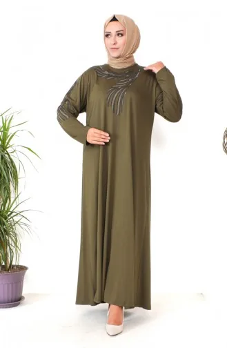 Robe Coton Peigné Grande Taille 4944-02 Khaki 4944-02