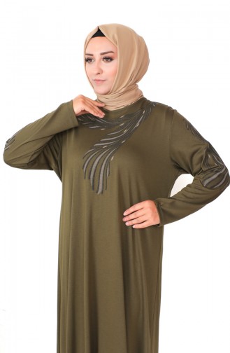 Plus Size Combed Cotton Dress 4944-02 Khaki 4944-02