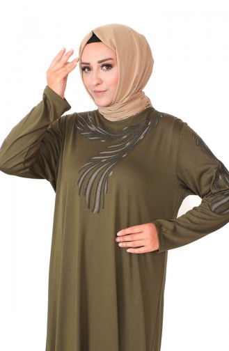 Großes Kleid Aus Gekämmter Baumwolle 4944-02 Khaki 4944-02