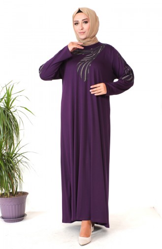 Plus Size Combed Cotton Dress 4944-03 Purple 4944-03